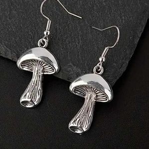 Mushroom Earrings Silver Gift Child Sister Spring Outfit #290